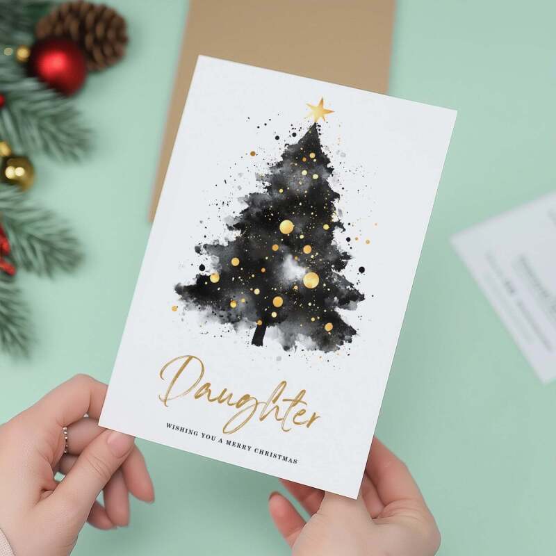 Christmas Card For Daughter Christmas Tree Card Wising You A Merry Christmas - Portrait (5x7) / Blank Inside