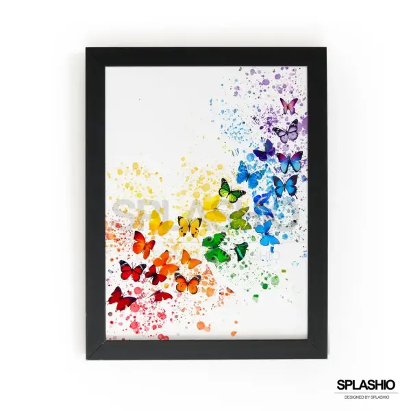 Rainbow Butterflies Splash Effect Art Print - A6 (Approx. 10cm x 15cm)