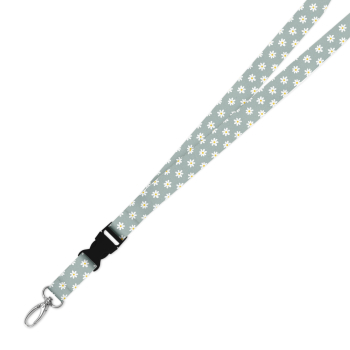 Double Breakaway Lanyard - Green Daisy Background