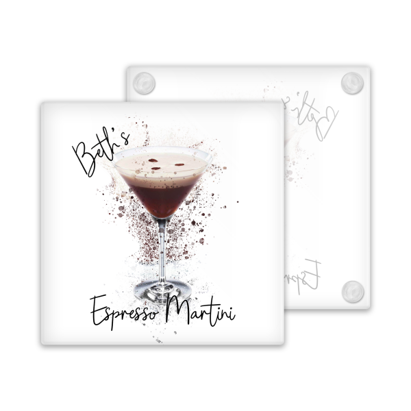 Personalised Espresso Martini Glass Coaster with Splash Effect