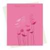 Happy birthday card with a pretty pink foil anemones print - designed by artist Eloise Hall - 15.7 x 11cm and blank inside
