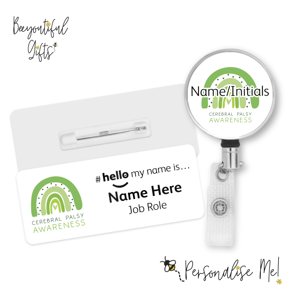 #hello my name is... Name Badge & Metal ID Reel - Cerebral Palsy Awareness