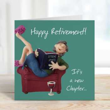 Retirement new chapter card for her - designed by Erica Sturla - 15cm square and blank inside, made in the UK