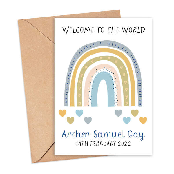 Personalised New Baby Card - Welcome to the World - Small (A6)