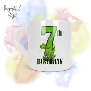 Personalised Dinosaur 7th Birthday Number Smug Mug® (6oz)