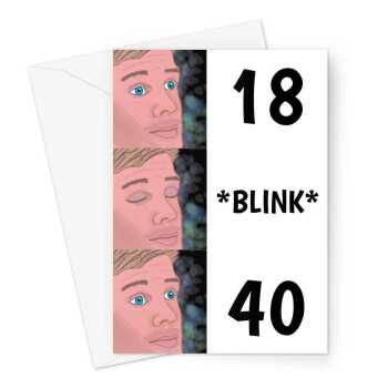 Happy Birthday Card For A 40th - Funny Blink Meme - A5 Greeting Card