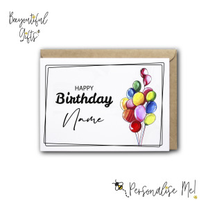Personalised Birthday Card - Watercolour Balloons