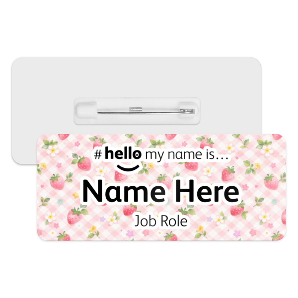 #hello my name is... Name Badge - Pastel Strawberry Gingham