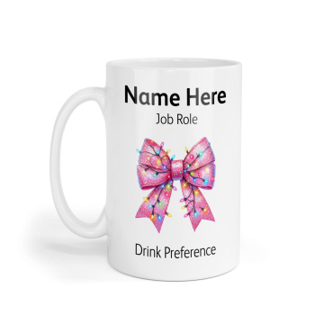 Personalised Ceramic Mug - Pink Lights Coquette Ribbon