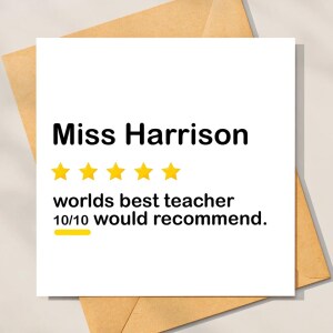 Personalised Thank You Teacher Card - Teacher Review