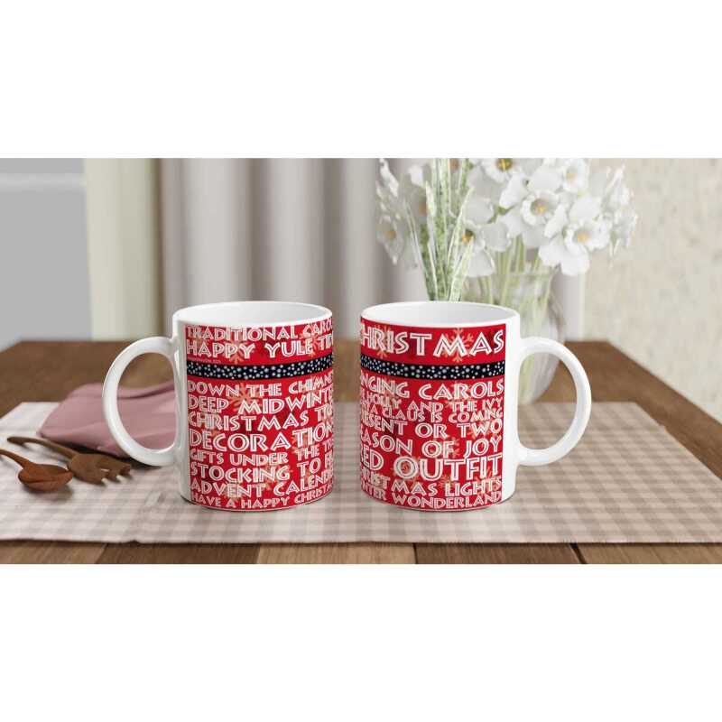 Christmas Seasonal Snow Words Mug - Ceramic White