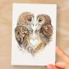 Anniversary or Valentine's Card for Her Anniversary Card for Wife Valentines Day Card For Husband Boyfriend or Girlfriend Brown Owls - Large (5x7) / Blank Message
