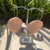 Pink and Gold Leaf Dangle Earrings: Boho Clay Jewelry - silver