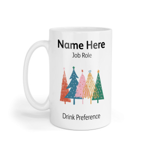 Personalised Ceramic Mug - Hand Drawn Christmas Trees