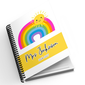 A5 Personalised Spiral Bound Diary - Cartoon Sun Rainbow | Yearly | Academic | Appointment