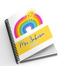 A5 Personalised Spiral Bound Diary - Cartoon Sun Rainbow | Yearly | Academic | Appointment - Standard 2027