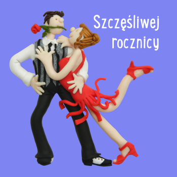 Holy Mackerel Szcz??liwej rocznicy Polish wedding anniversary card for a couple - designed by artist Erica Sturla - 15cm square and blank inside for your message - made in the UK