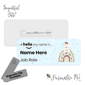 Name Badge - Boho Christmas Character Rainbow #hello my name is... - Snow Bear