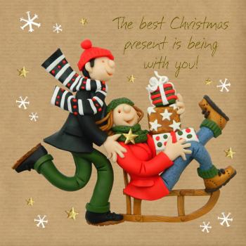 Holy Mackerel Christmas card for couples, husband and wife etc, designed by Erica Sturla, 15cm square and blank inside