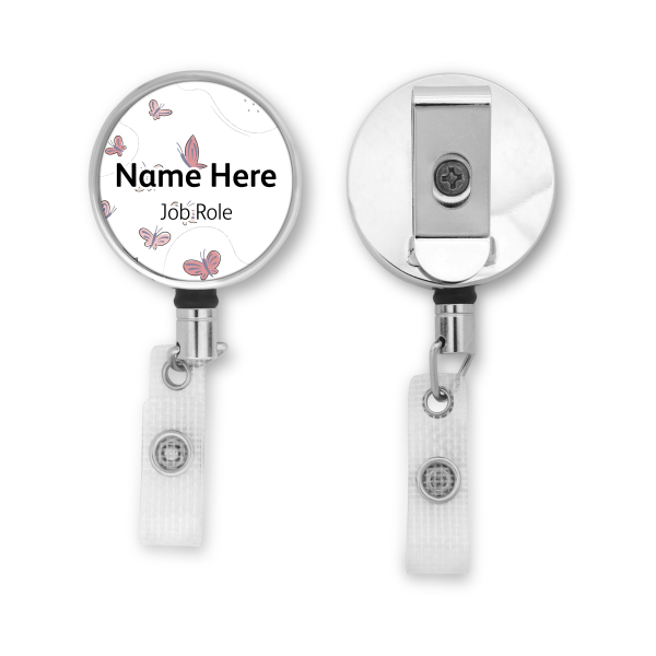 Personalised Metal ID Reel - Butterfly Corners