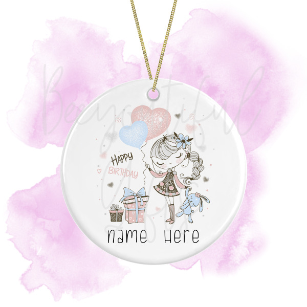 Personalised Sweet Girl Round Ceramic Decoration