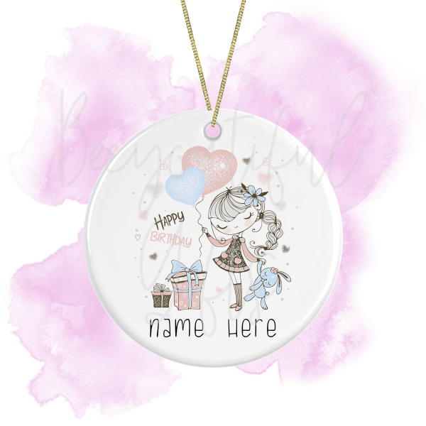 Personalised Sweet Girl Round Ceramic Decoration