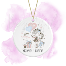 Personalised Sweet Girl Round Ceramic Decoration