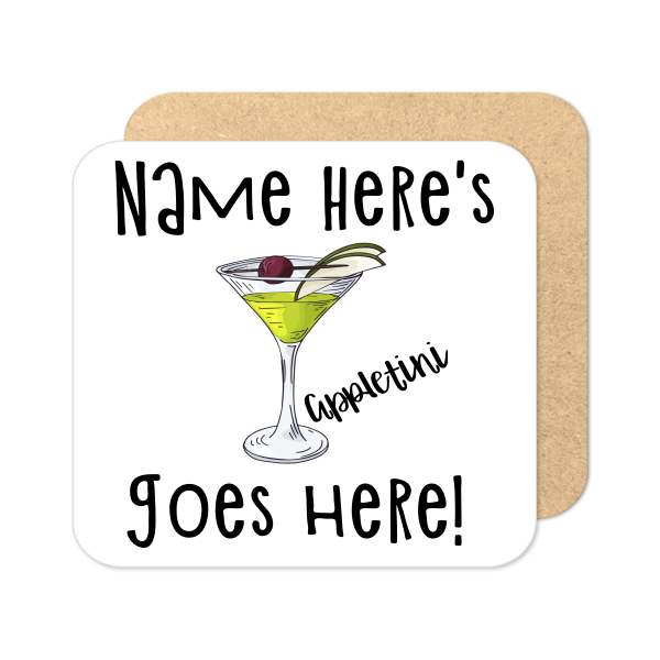 Personalised Cocktail Coaster - Hand Drawn Appletini