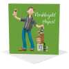 Penblwydd hapus wine lover - Welsh birthday card for him - designed by Erica Sturla - 15cm square and blank inside, made in the UK