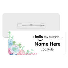 #hello my name is... Name Badge - Watercolour Succulent Corner