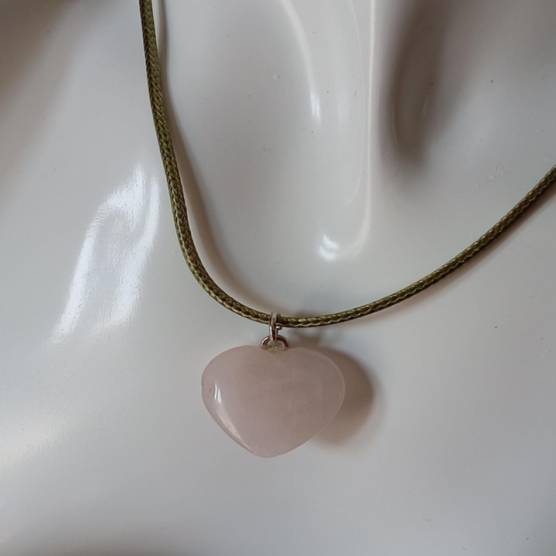 Rose Quartz Heart Crystal Necklace