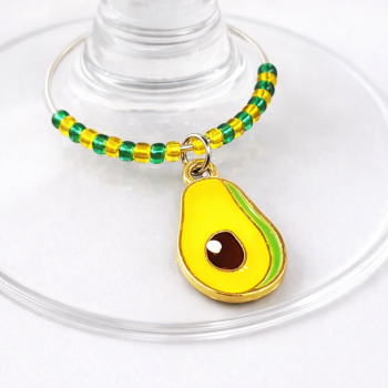 Handmade Wine Glass Charm - Avocado