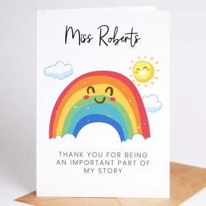 Personalised Thank You Teacher Card - An Important Part of My Story Rainbow