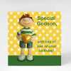 Special Godson birthday card for a little boy- designed by Erica Sturla - 15cm square and blank inside, made in the UK