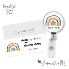 #hello my name is... Name Badge & Metal ID Reel - Halloween Spider Web Rainbow