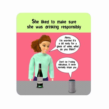 Doll Coaster | Drinking Responsibly | Funny coaster for her | drink | Wine coaster | tea | coffee | gift