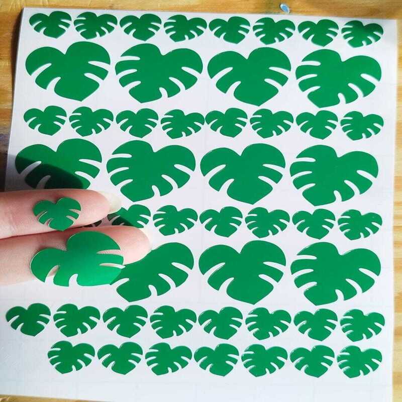 Monstera Leaf Stickers 1inch and 0.5inch mix