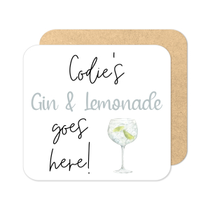 Personalised Drinks Coaster - Name's Gin & Lemonade Goes Here!