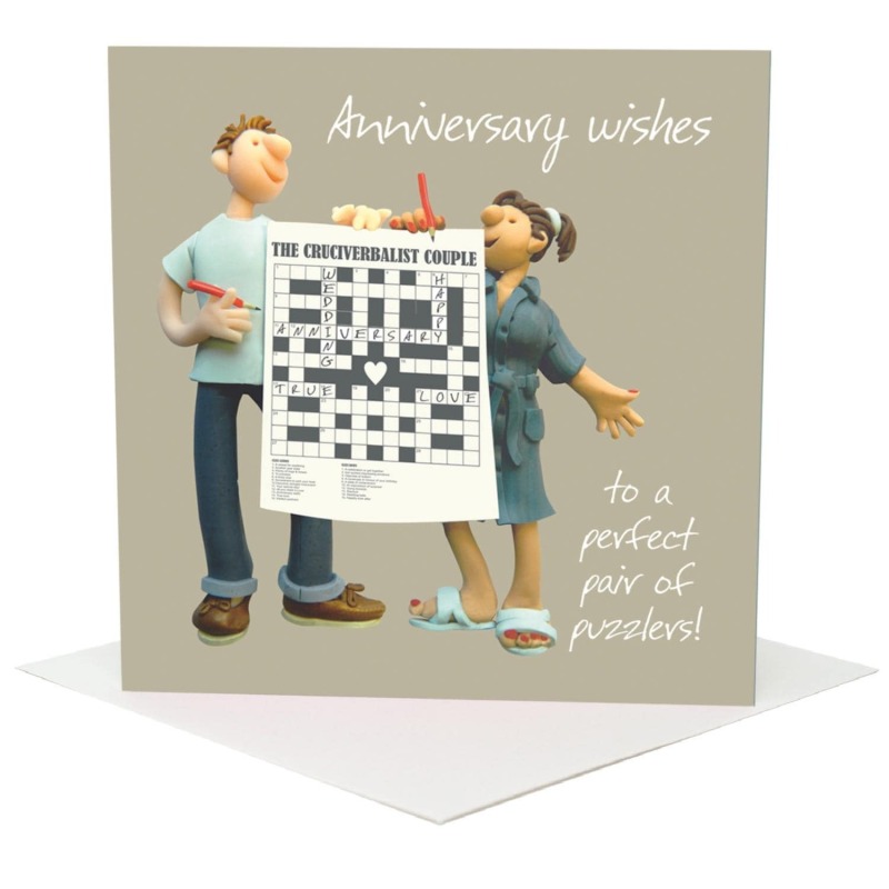 Crossword themed anniversary card for a couple of puzzlers - designed by Erica Sturla - 15cm square and blank inside