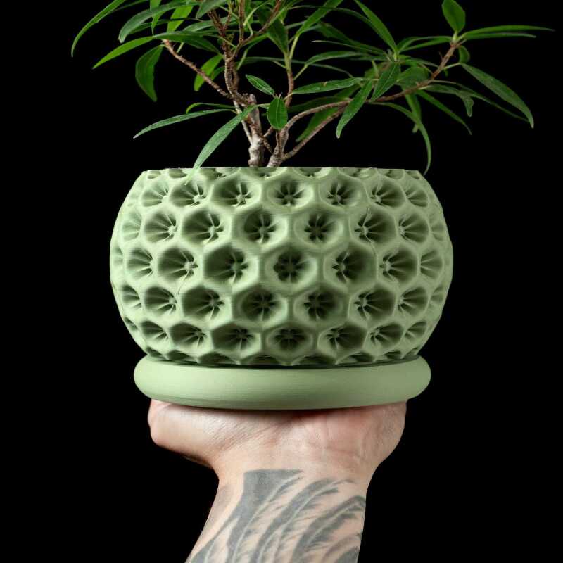 Starry Planter Pot - Matte Dark Green
