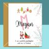 Personalized Granddaughter Christmas Card: Santa Xmas Name Card - Blank inside - Regular - Matte