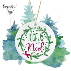 Ceramic Christmas Tree Decoration - Joyeux Noel Wreath