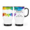 Hello My Name is Name Badge Rainbow Hearts Personalised Premium Durable Name Badge & Travel Mug Name Badge Nurse Badge Name Badge Travel Mug - Travel Mug Only