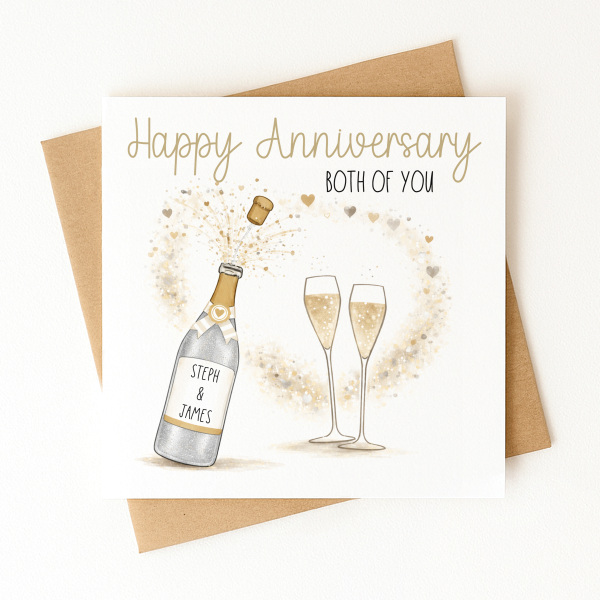 Personalised Anniversary Card - Champagne - Standard Smooth Card