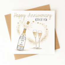 Personalised Anniversary Card - Champagne - Standard Smooth Card