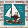 Sailing star birthday card for him - designed by Erica Sturla - 15cm square and blank inside, made in the UK