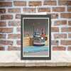 Moored up - quayside fishing boat themed blank card - designed by Seth Draper - 15cm square and blank inside, made in the UK