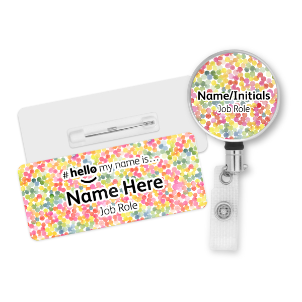 #hello my name is... Name Badge & Metal ID Reel - Bubble Tea Background