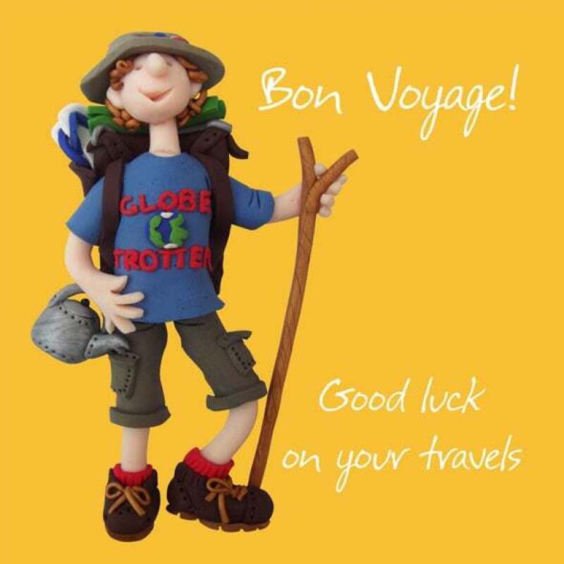 Holy Mackerel good luck on your travels bon voyage card - designed by artist Erica Sturla - 15cm square and blank inside for your message - made in the UK