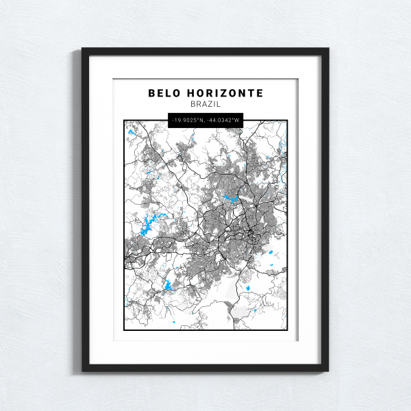 Belo Horizonte - Brazil - Map Print - A4